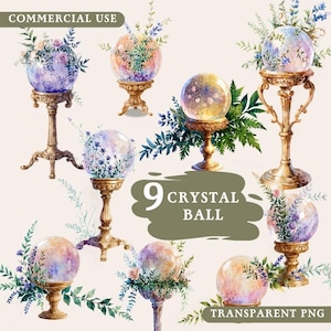 Boule de crystal antique clipart, boule de crystal magique png, clipart fantastique, imprimables sorcellerie, téléchargement instantané