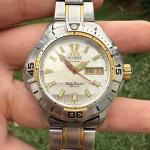 Big Size Vintage Orient Diver Day-Date Automatic Men’s Wrist Watch.