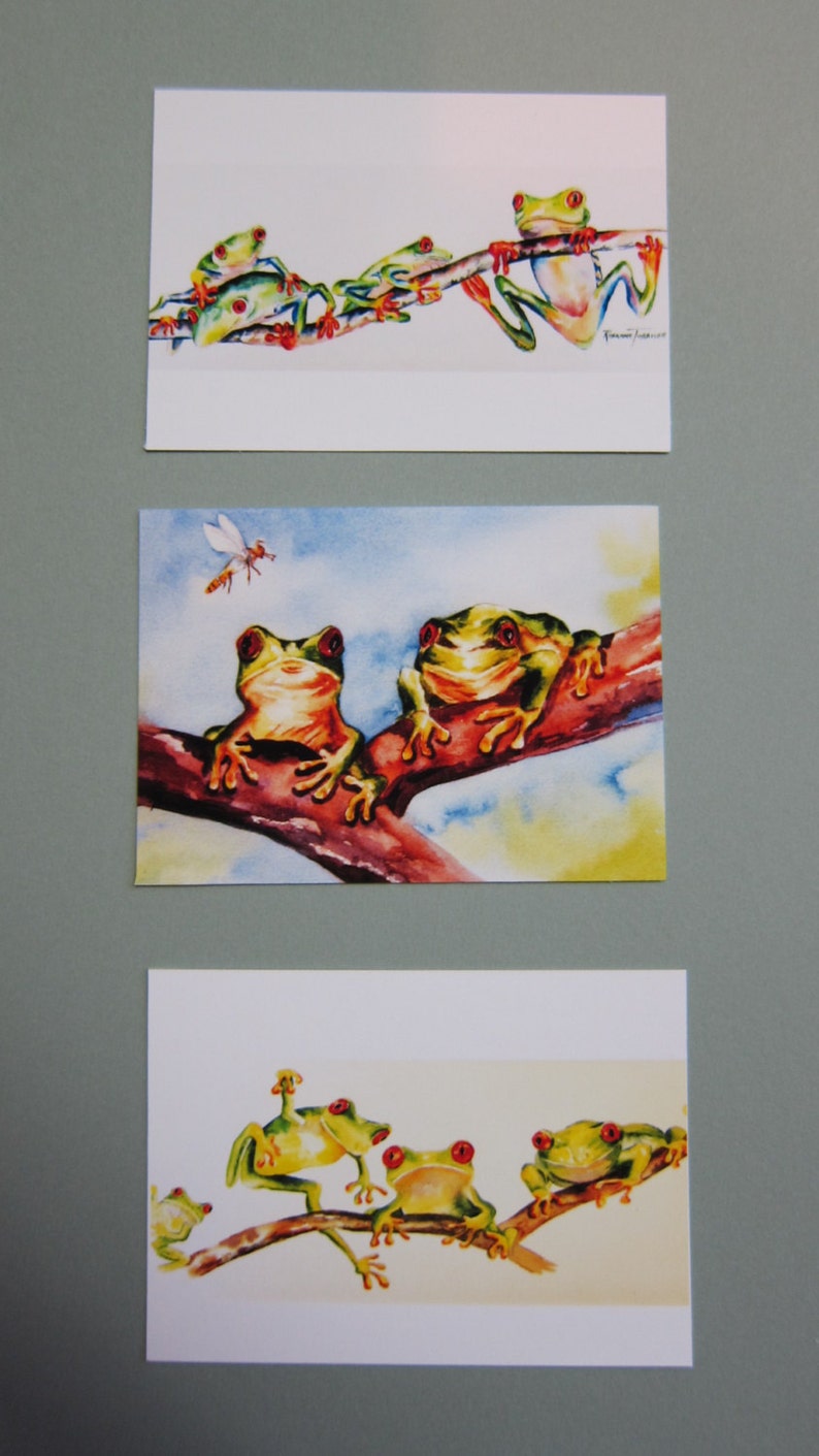 Red Eyed Tree Frogs ACEO variety  You pick watercolor One image 0