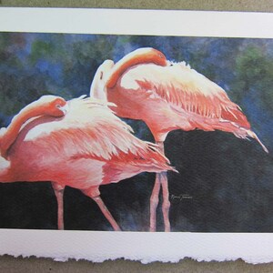 Flamingo flamingo art, watercolor prints, set of 3 Note Cards handmade RTobaison tropical birds image 3