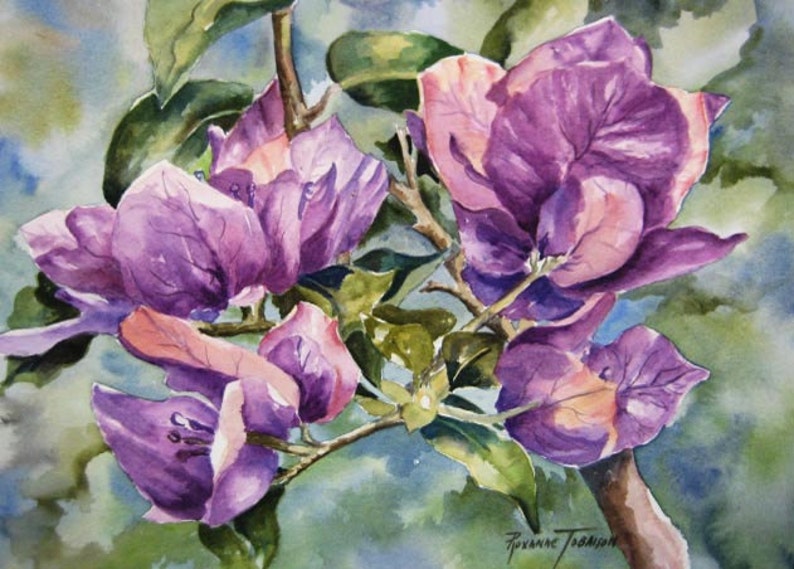 Magnolia, Bougainvilleas, Orchids, Hibiscus 6 Choices, Watercolor Print 11x14,Tropical, RTobaison Home Decor image 4