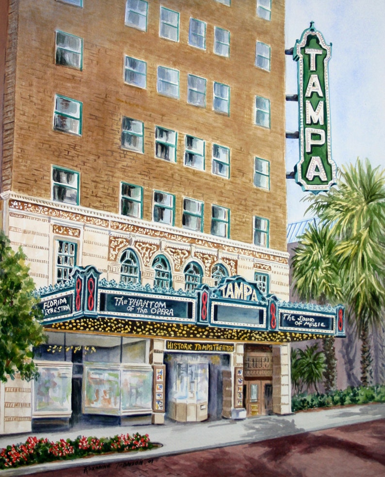 Historical Tampa Theatre in Tampa Florida 5 x 7 note card by watercolorsNmore image 2