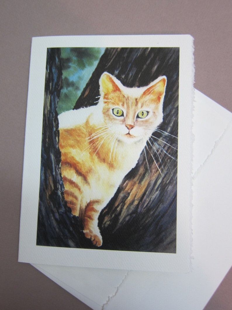 Cat Tabby Watercolor print 5 x 7 note card watercolorsNmore greeting card paper goods image 2