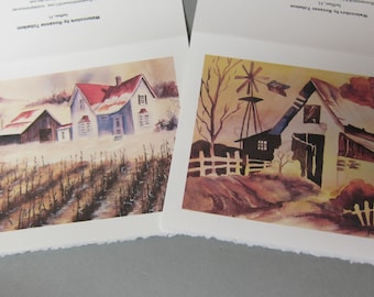 Autumn Barn Farm Watercolor Art Cards, Handmade Note Cards (5x7) @RTobaison