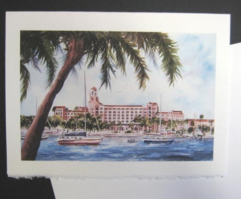 Historic, Vinoy Renaissance Resort 2 Note ART Cards, 5x7 watercolor print, St. Petersburg, Florida RTobaison Tampa Bay image 5