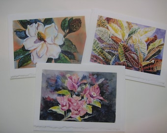 YOU PICK  3 Note cards your Favorite, 5 x 7 blank, watercolor print, watercolorsNmore, variety