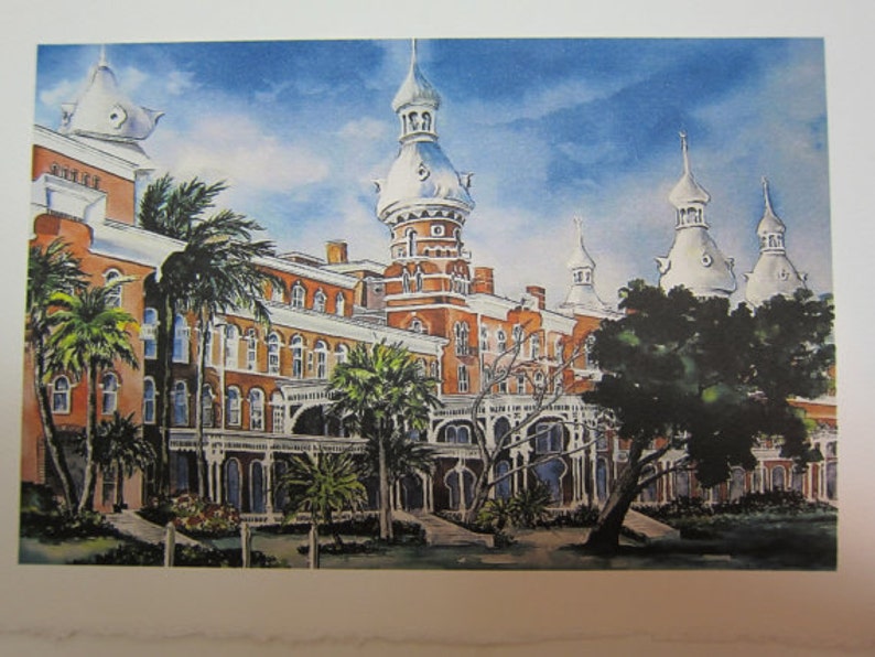 University of Tampa 4 cards Variety 5 x 7 Note cards or 8x10 print by RTobaison watercolorsNmore image 4