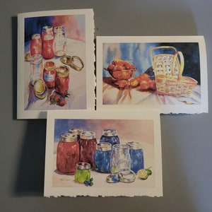 Cartes d'art aquarelle Boules ou pots de fruits Kerr – Roxanne Tobaison, lot de 3
