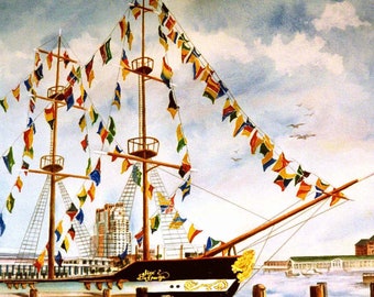 Jose Gasparilla Ship 12 x 12 GiClee Print Tampa Pirate Festival @RTobaison WatercolorsNmore