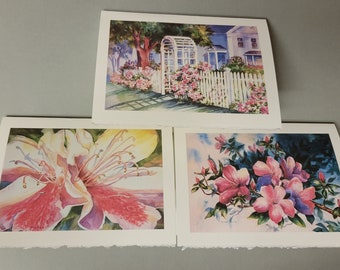 Nantucket and Azaleas 3 note 5 x 7 Art note card's @RTobaison #WatercolorsNmore