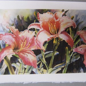 Hibiscus and Hot Lilies 5 x 7 Note Card Art Greeting cards Blank watercolor print art cards image 2