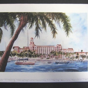 Historic, Vinoy Renaissance Resort 2 Note ART Cards, 5x7 watercolor print, St. Petersburg, Florida RTobaison Tampa Bay image 3