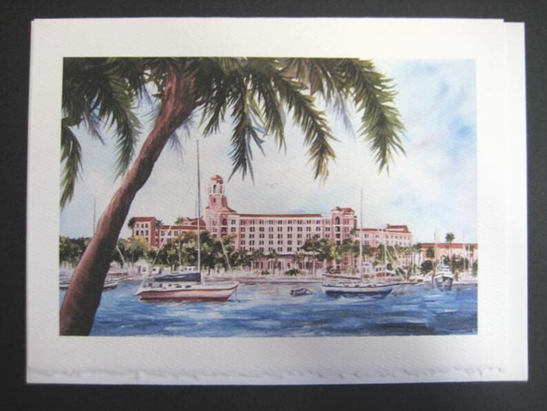 Historic, Vinoy Renaissance Resort 2 Note ART Cards, 5x7 watercolor print, St. Petersburg, Florida RTobaison Tampa Bay image 3