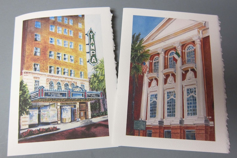 4 Tampa Historical Landmarks 5 x 7 note card Tampa Theatre, Pickfords, Kress Bldg., Italian Club RTobaison image 2