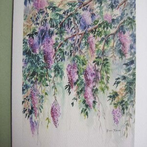 2 Wisteria 5 x 7 Note Cards Wisteria Vines purple lavender watercolorsNmore image 4