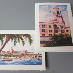 Historic, Vinoy Renaissance Resort 2 Note ART Cards, 5x7 watercolor print, St. Petersburg, Florida RTobaison Tampa Bay image 1