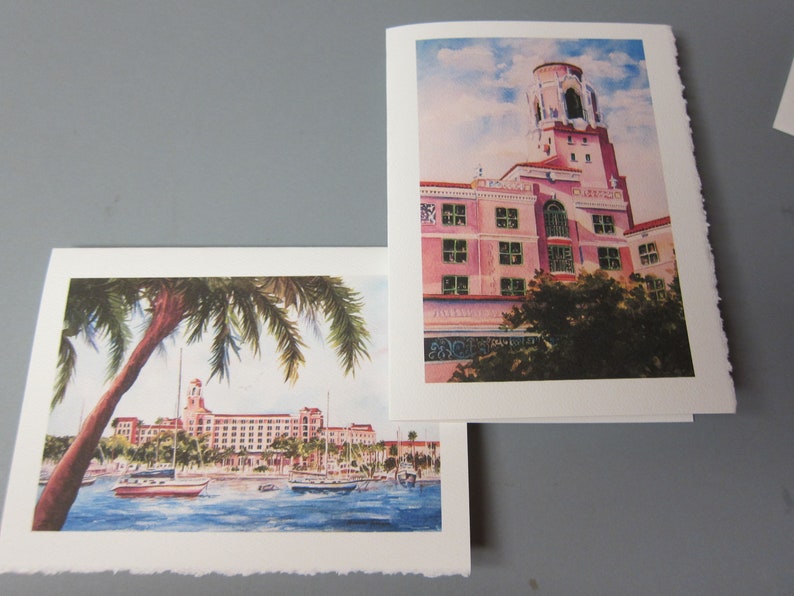 Historic, Vinoy Renaissance Resort 2 Note ART Cards, 5x7 watercolor print, St. Petersburg, Florida RTobaison Tampa Bay image 1