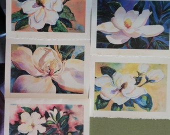 5 Magnolia Note Cards 5 x 7 blank Variety Assortment @RTobaison flower Southern Plantation watercolor print