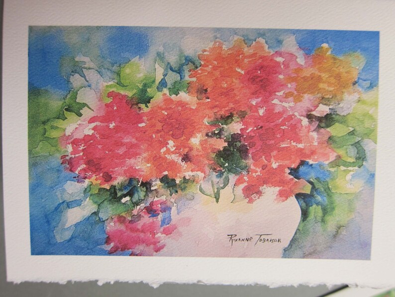 Loose Floral watercolor 11 x 15 Fine Art print or 5 x 7 Art Note Cards 3 choices watercolorsNmore RTobaison image 3