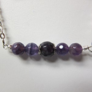 Amethyst Bar Necklace & Earring Set Natural stone, beads silver hypoallergenic ear wires watercolorsNmore image 1