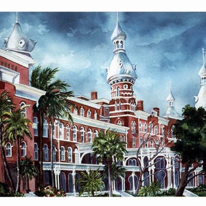 University of Tampa S/N Limited Edition Lithograph 14 x 19 Print  UT Art Print @RTobaison #WatercolorsNMore