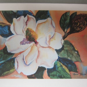 3 Fall Autumn Sunflowers Magnolia Japanese Plums, Loquats Note Card 5 x 7 blank watercolor print Yellow image 3