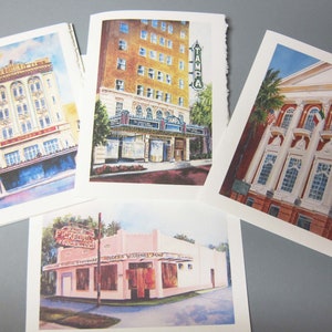 4 Tampa Historical Landmarks 5 x 7 note card Tampa Theatre, Pickfords, Kress Bldg., Italian Club RTobaison image 1