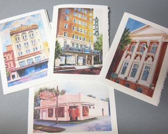 4 Tampa Historical Landmarks 5 x 7 note card Tampa Theatre, Pickfords, Kress Bldg., Italian Club @RTobaison