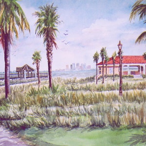 Historic BAYSHORE BLVD, Tampa Florida 3 5 x 7 Note Art Cards, 11x14 watercolor prints RTobaison WatercolorsNmore MacDill image 3