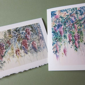 2 Wisteria 5 x 7 Note Cards Wisteria Vines purple lavender watercolorsNmore image 1