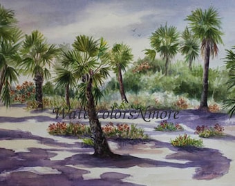 Florida Beach Original 15 x 22 inch Watercolor painting by RoxanneTobaison