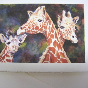 Giraffe Family 5 x 7 Note card 8x11 or 11x15 print of a watercolor painting by RTobaison image 2