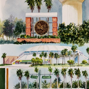 University of South Florida USF Graduation Watercolor Print or Note Card Roxanne Tobaison