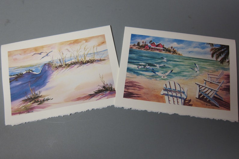 3 Ocean 5 x 7 note cards, Ocean View, Beach, Sea Gulls, Key West Lighthouse RTobaison Florida Art print, Sea Breeze, Island image 5