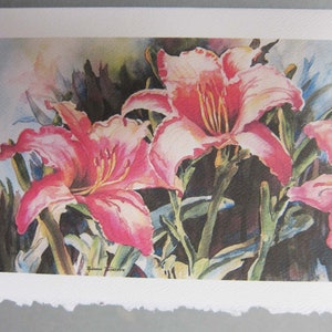 Hibiscus and Hot Lilies 5 x 7 Note Card Art Greeting cards Blank watercolor print art cards image 4