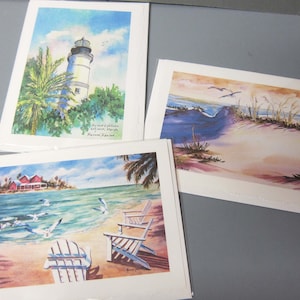 3 Ocean 5 x 7 note cards, Ocean View, Beach, Sea Gulls, Key West Lighthouse RTobaison Florida Art print, Sea Breeze, Island image 6