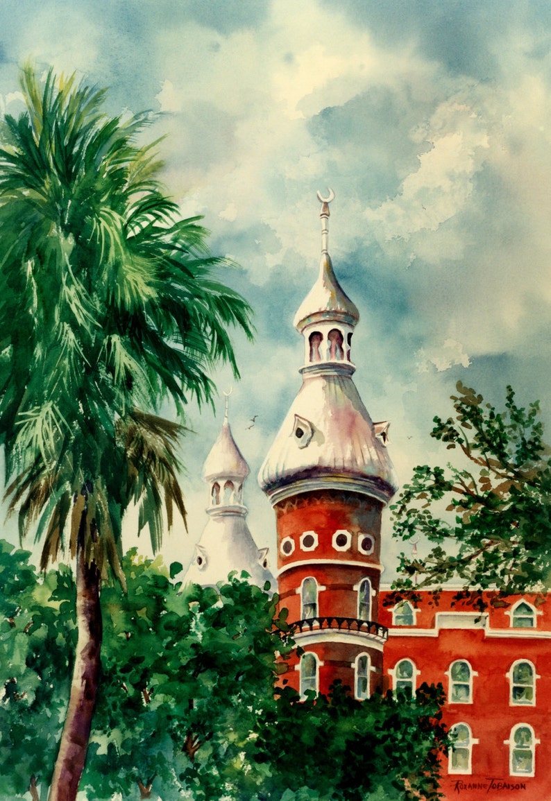 University of Tampa 4 cards Variety 5 x 7 Note cards or 8x10 print by RTobaison watercolorsNmore image 2