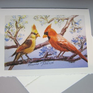 Colibríes, cardenales y Carolina Wren Variedad 3 set 5 x 7 tarjetas de notas RTobaison WatercolorsNmore, pájaros cantores imagen 5