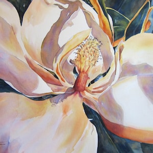 Magnolia - Golden Glow, Watercolor 8 x 11 or 11 x 15 inch watercolor print by @RTobaison #WatercolorsMmore