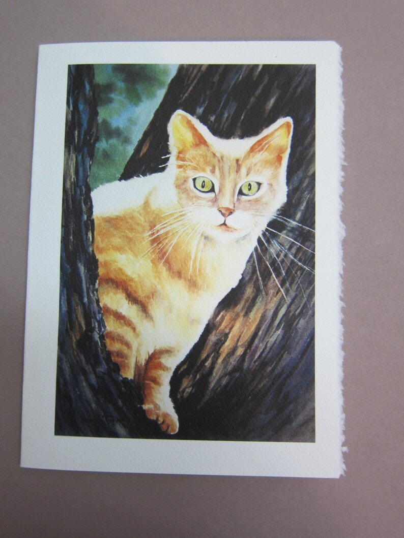 Cat Tabby Watercolor print 5 x 7 note card watercolorsNmore greeting card paper goods image 1