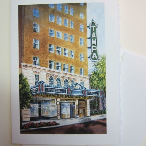 Historical Tampa Theatre in Tampa Florida 5 x 7 note card by watercolorsNmore image 1