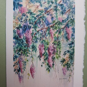 2 Wisteria 5 x 7 Note Cards Wisteria Vines purple lavender watercolorsNmore image 2