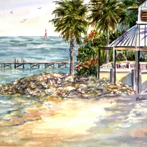 Little Harbor Resort, Ruskin 5 x 7 Note Card, 8x10,  11x14. or 12 x 16 watercolor print,  YOU pick.