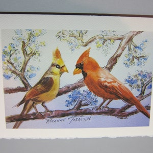 Colibríes, cardenales y Carolina Wren Variedad 3 set 5 x 7 tarjetas de notas RTobaison WatercolorsNmore, pájaros cantores imagen 3