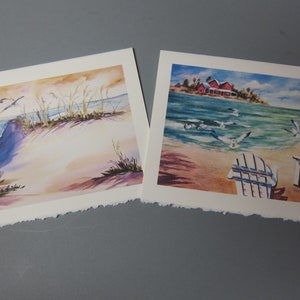 3 Ocean 5 x 7 note cards, Ocean View, Beach, Sea Gulls, Key West Lighthouse RTobaison Florida Art print, Sea Breeze, Island image 2