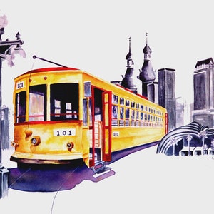 Tampa Landmarks Collage Trolley, University of Tampa, Fl Aquarium 9.5 x 14 Fine Art Print Roxanne Tobaison Ybor City