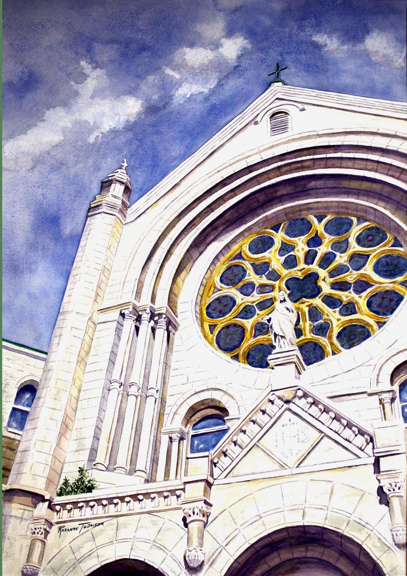 Sacred Heart Catholic Church 8x10 or 11 x 15 watercolor print Tampa Florida RTobaison Historic print watercolorsnmore image 1
