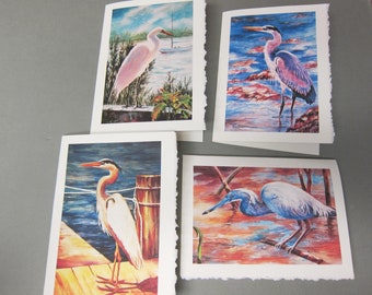 Great Blue Heron 4 Variety 5 x 7 note card watercolor print  Florida shorebirds birdlife @RTobaison #Watercolorsnmore