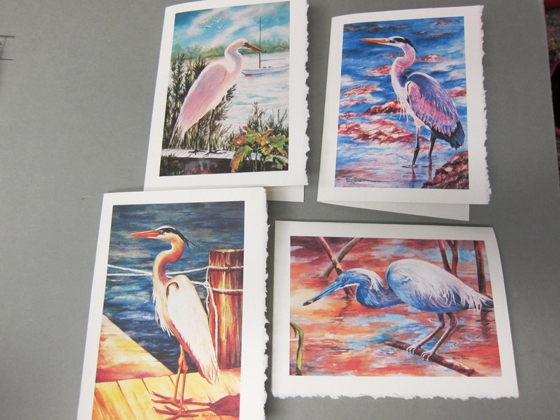 Great Blue Heron 4 Variety 5 x 7 note card watercolor print Florida shorebirds birdlife RTobaison Watercolorsnmore image 1
