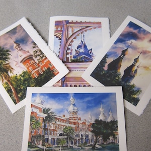 University of Tampa 4 cards Variety 5 x 7 Note cards or 8x10 print by RTobaison watercolorsNmore image 1